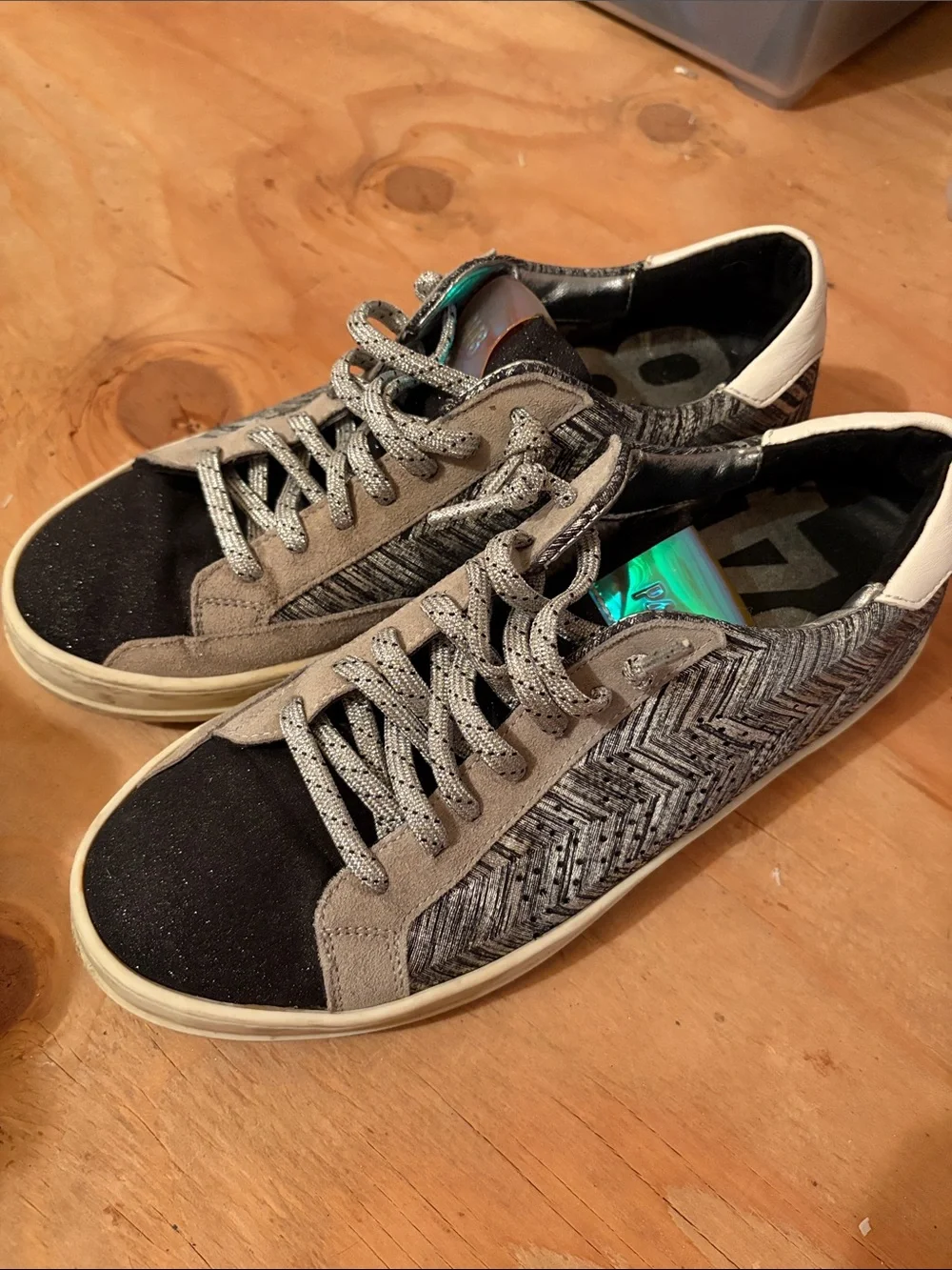 P448 Women's Low-Top Sneakers in Black, Gray and White